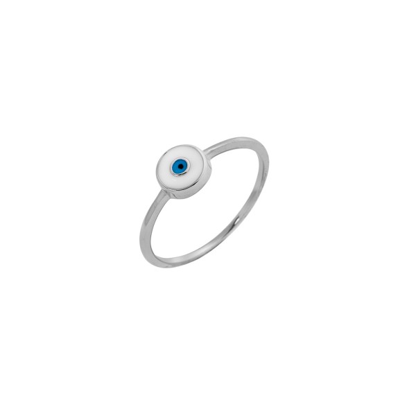 Δαχτυλίδι ματάκι ασήμι 925° λευκό σμάλτο PS/8A-RG085-1W