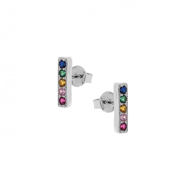 Earrings Rainbow silver 925° platinum plated multicolor zircons PS/9Β-SC074-5