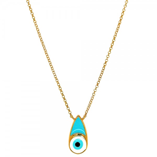 Necklace silver 925 yellow gold plated with eye GRE-54226