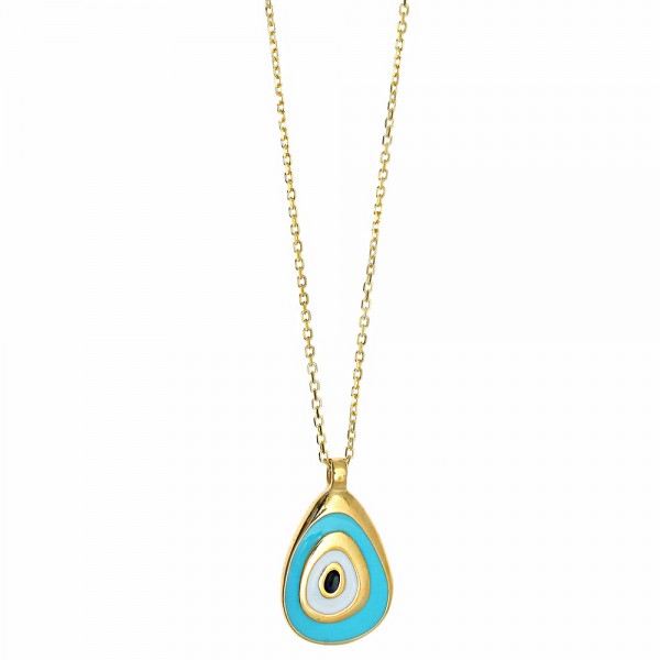 Necklace silver 925 yelloe gold plated with eye GRE-54362