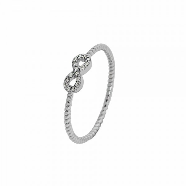 Ring twisted silver 925 platinum plated with zircons PS/8A-RG122-1