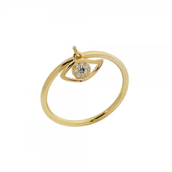Ring silver 925 gold plated with eye and zircons PS/8A-RG114-3M