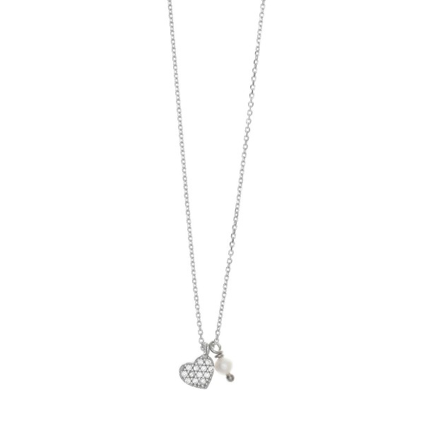 Necklace in silver 925 rhodium plated with white zirconia GRE-34641