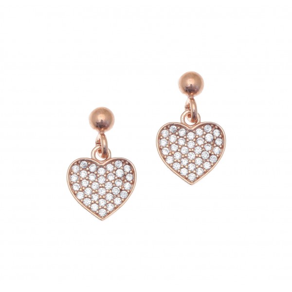 Earrings in silver 925 pink gold plated with zirconia GRE-42150