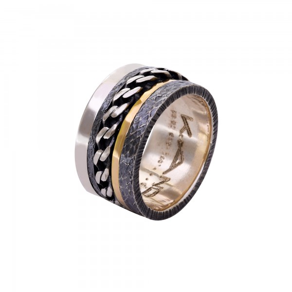 Χειροποίητο Δαχτυλίδι Ασήμι 925 - Χρυσό 18Κ KD-3157A