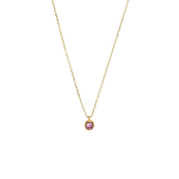Handmade 14K Gold Necklace wih Pink Tourmaline KRI-E218TP