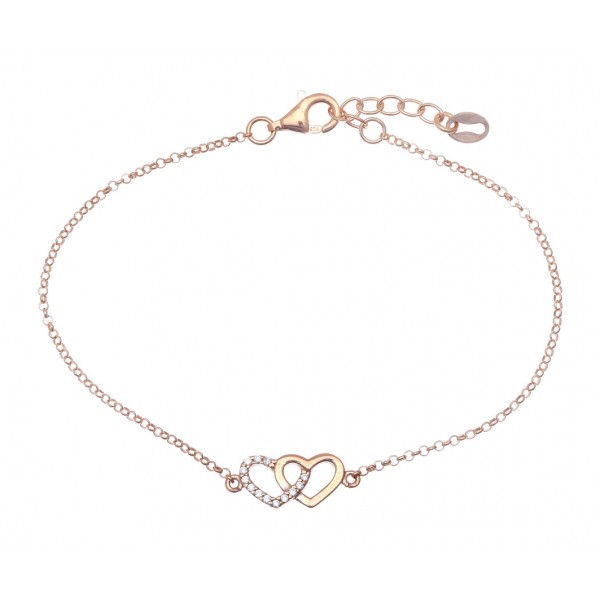 Bracelet in silver 925 pink gold plated with white zirconia GRE-41461
