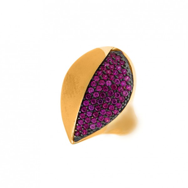 Ring in silver 925 gold plated with zirconia GRE-59174