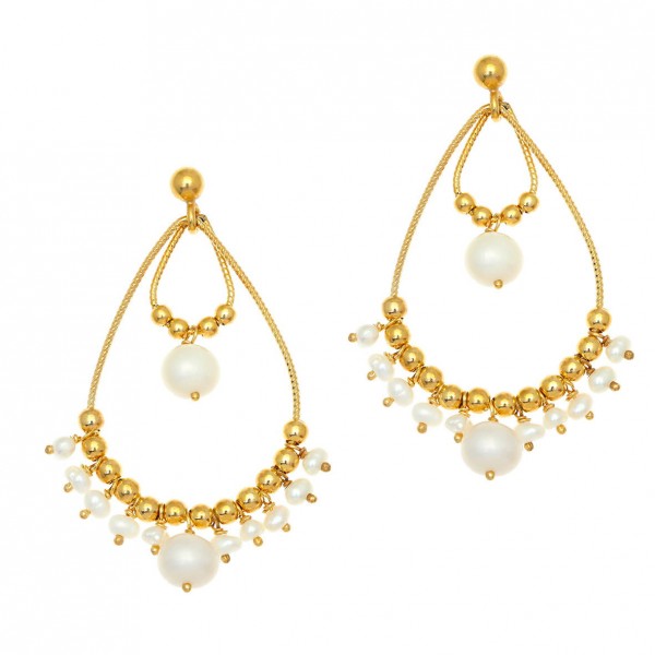 Earrings silver 925 gold plated with pearls GRE-58306