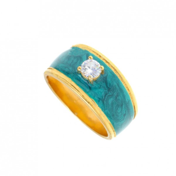 Ring silver 925 gold plated with enamel GRE-58279