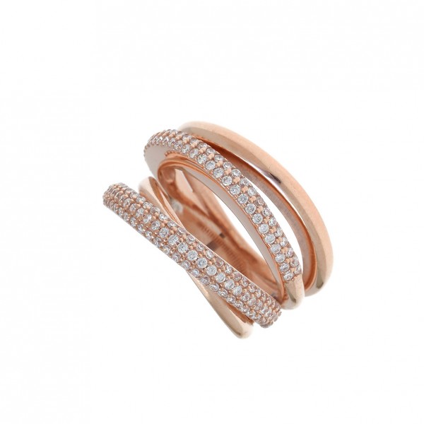 Ring silver 925 pink gold plated with zirconia GRE-54442