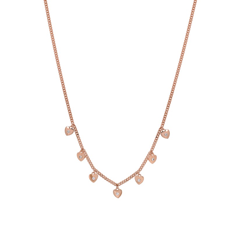 Hearts necklace in silver 925 pink gold plated with zircon PS/8B-KD186-2