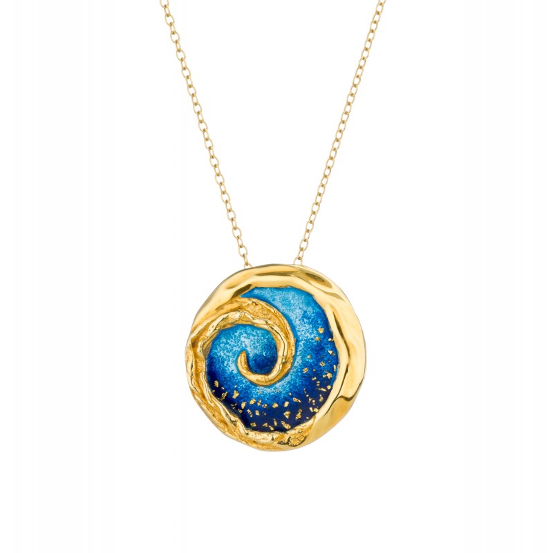Handmade spiral Pendant in silver 950 gold plated with enamel KON-110M8X