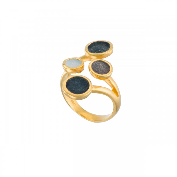 Χειροποίητο δαχτυλίδι ασήμι 950 επιχρυσωμένο με σμάλτο KON-10E14X