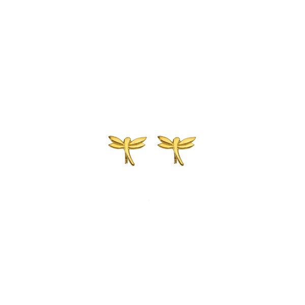 Handmade Dragonfly Stud Earrings 14K Yellow Gold KRI-S/P27