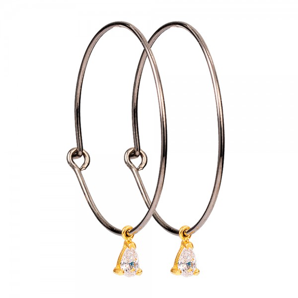 Handamde hoop earrings in K14 gold and silver 925 KRI-SK-L-E196