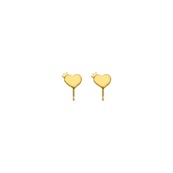 Handmade Stud Heart Earrings 14K Yellow Gold KRI-S/EK52