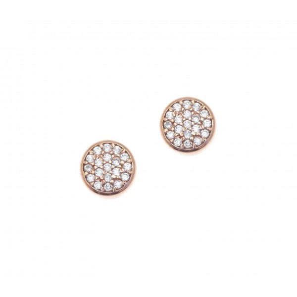 Earrings in silver 925, rose gold plated with white zirconia GRE-42135