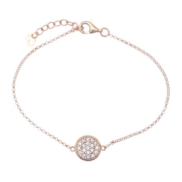 Bracelet in silver 925, rose gold plated with white zirconia GRE-42176