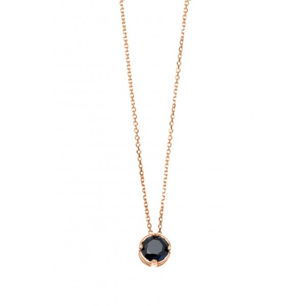 Necklace in silver 925 pink gold plated with black zirconia GRE-60047