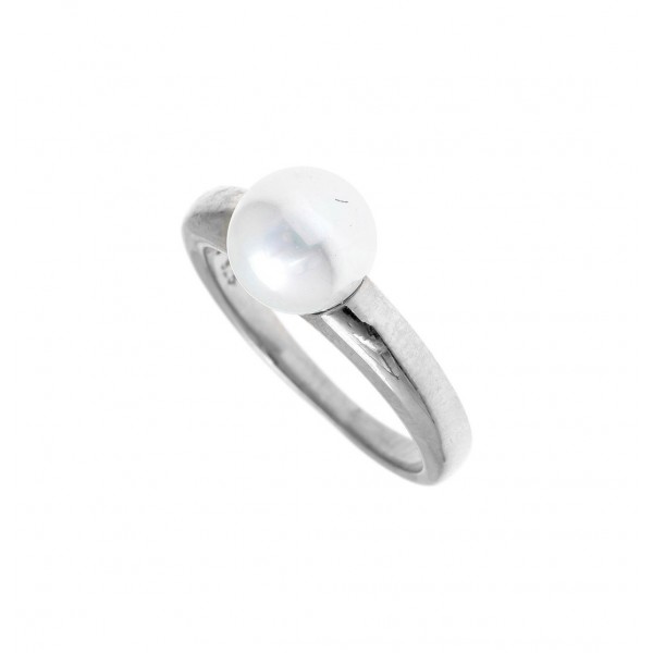Ring in silver 925 platinum plated with pearl GRE-41141