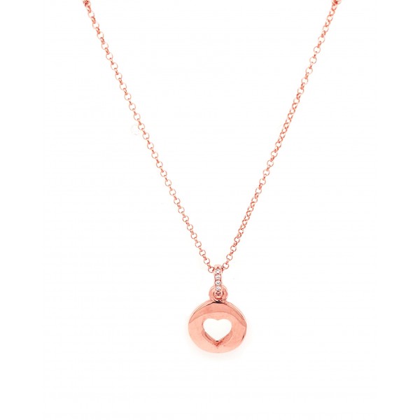Heart necklace in silver 925, rose gold plated with enamel GRE-500887