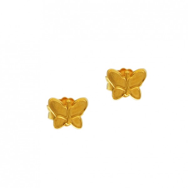Σκουλαρίκια πεταλούδες ασήμι 925 επιχρυσωμένα GRE-60343