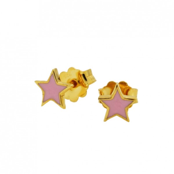 Star earrings in silver 925 gold plated with enamel GRE-60014