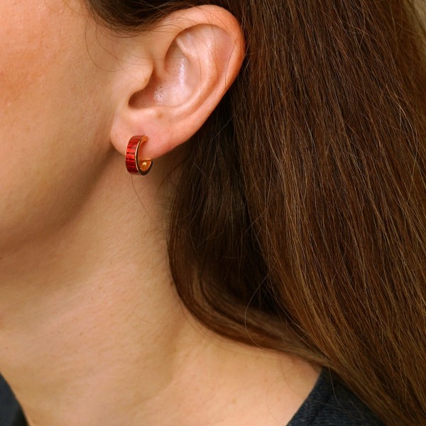 Hoop earrings in silver 925 gold plated with enamel GRE-60238