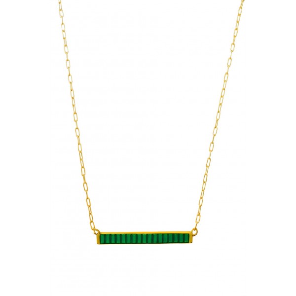 Necklace in silver 925 gold plated with green enamel GRE-60225