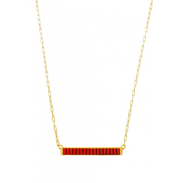 Necklace in silver 925 gold plated with red enamel GRE-60224