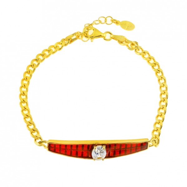 Bracelet in silver 925 gold plated with red enamel and zirconia GRE-60231