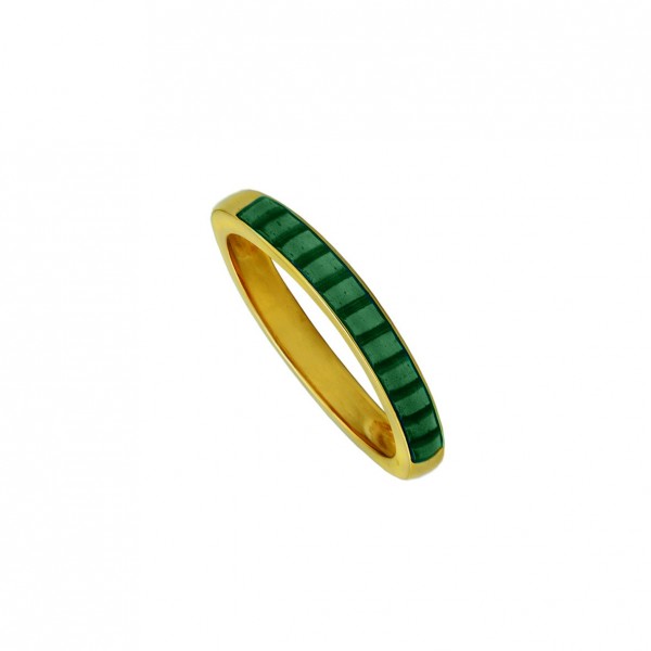 Ring in silver 925 gold plated with green enamel GRE-60253