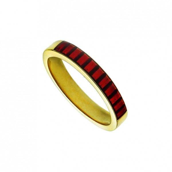 Ring in silver 925 gold plated with red enamel GRE-60249