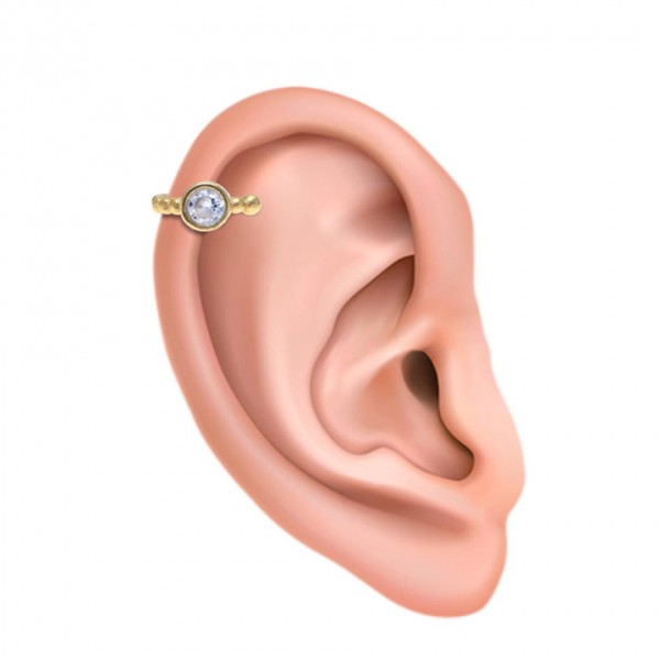 Ear cuff μονό ασήμι 925 με λευκά ζιργκόν GRE-58044