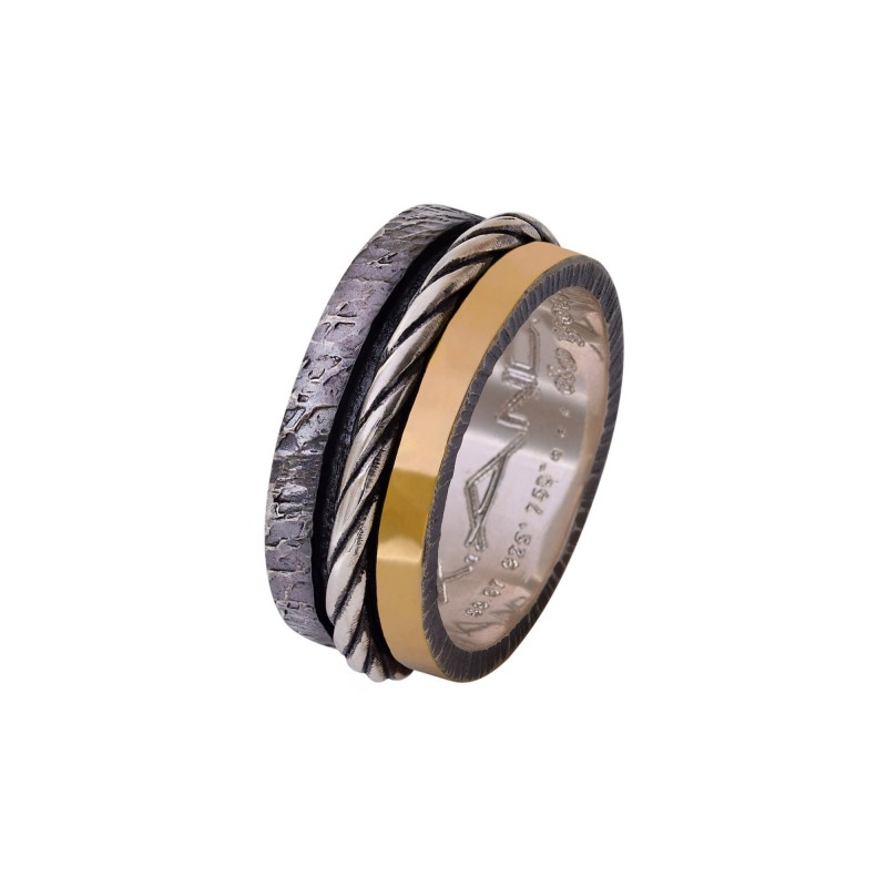 Χειροποίητο Δαχτυλίδι Ασήμι 925 - Χρυσό 18Κ KD-3065A