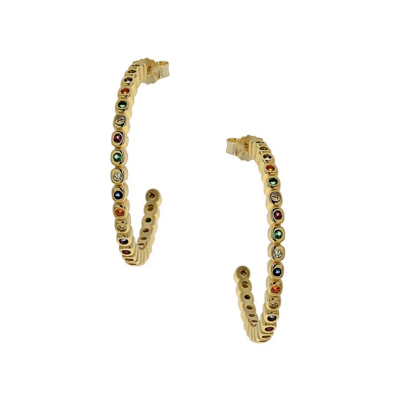 Hoop earrings in silver 925 with colorful zircon PS/8A-SC189