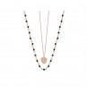 Double heart necklace in silver 925 rose gold plated with spinel PS/9U-KD006-2B