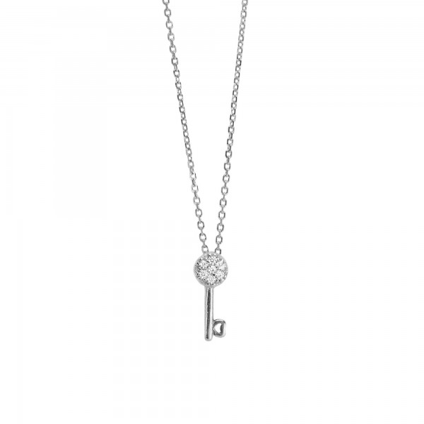 Key necklace in silver 925 with white zirconia