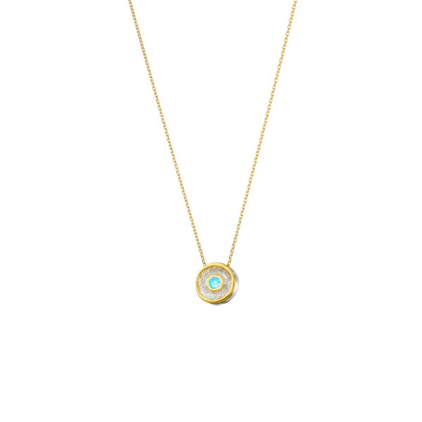 Handmade small circle Pendant in silver 950 gold plated with enamel KON-Α82ΜAX