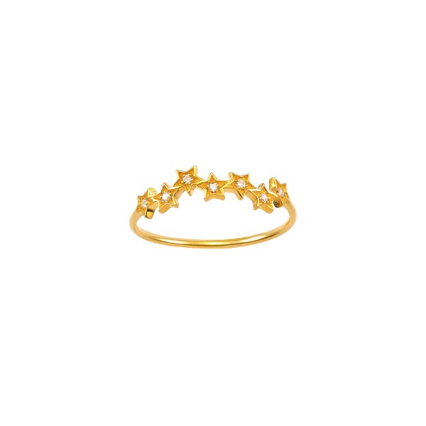 Handmade star ring in Gold K14 with zircon KRI-D/A32(W)