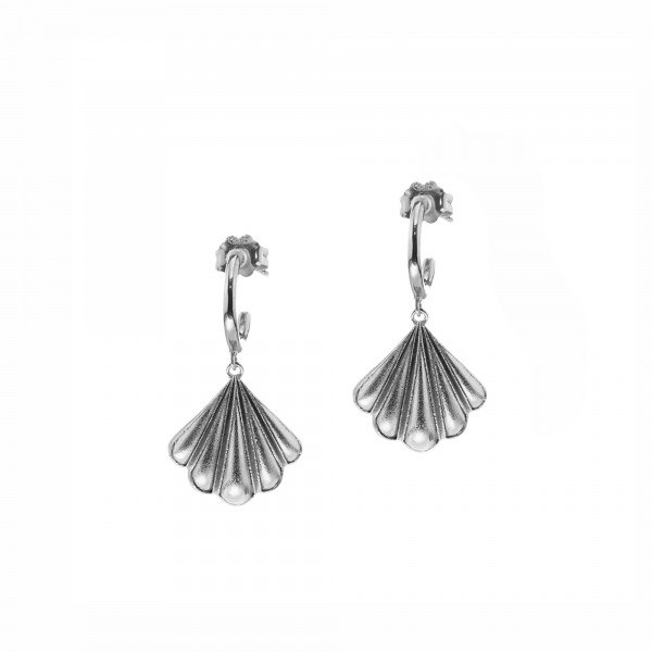 Vassia Kostara Seashell earrings in silver 925 platinum plated GRE-61161
