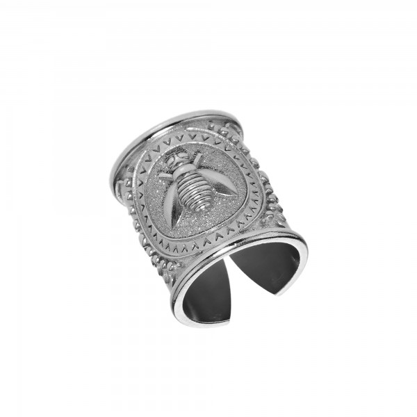 Vassia Kostara Bee ring in silver 925 platinum plated GRE-61069