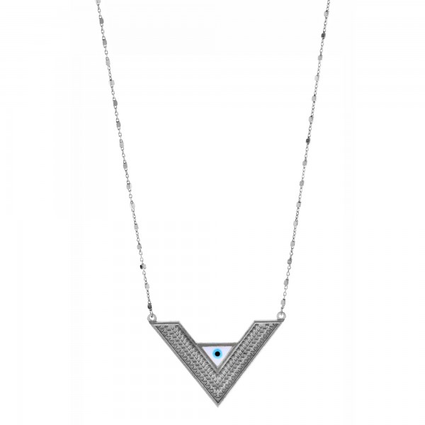 Vassia Kostara Necklace in silver 925 platinum plated with evil eye GRE-61052