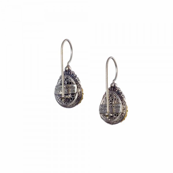 Iris teardrop earrings in Sterling Silver with Gold plated parts and lapis lazuli GER-P1863