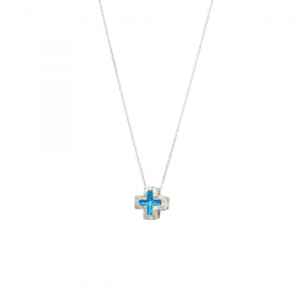 Handmade cross pendant in silver 950 with enamel KON-A43M2