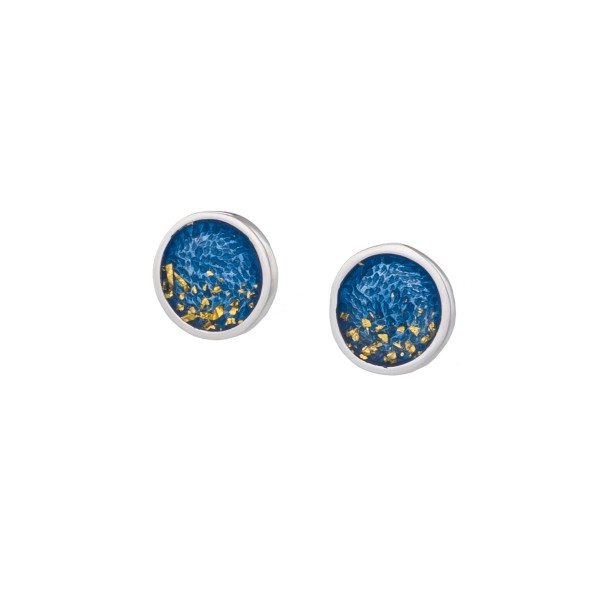 Handmade circle stud earrings in silver 950 with enamel KON-S4S