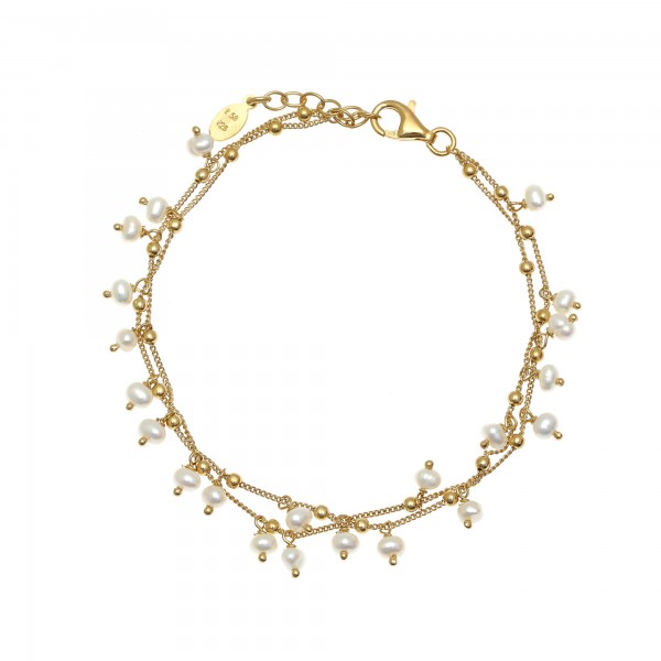 Bracelet in silver 925 gold plated with pearls GRE-53724