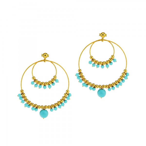 Earrings in silver 925 gold plated with turquoise GRE-60284