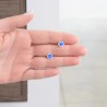 Χειροποίητα καρφωτά σκουλαρίκια κύκλοι μικροί ασήμι 950 με σκούρο μπλε σμάλτο KON-S2S8